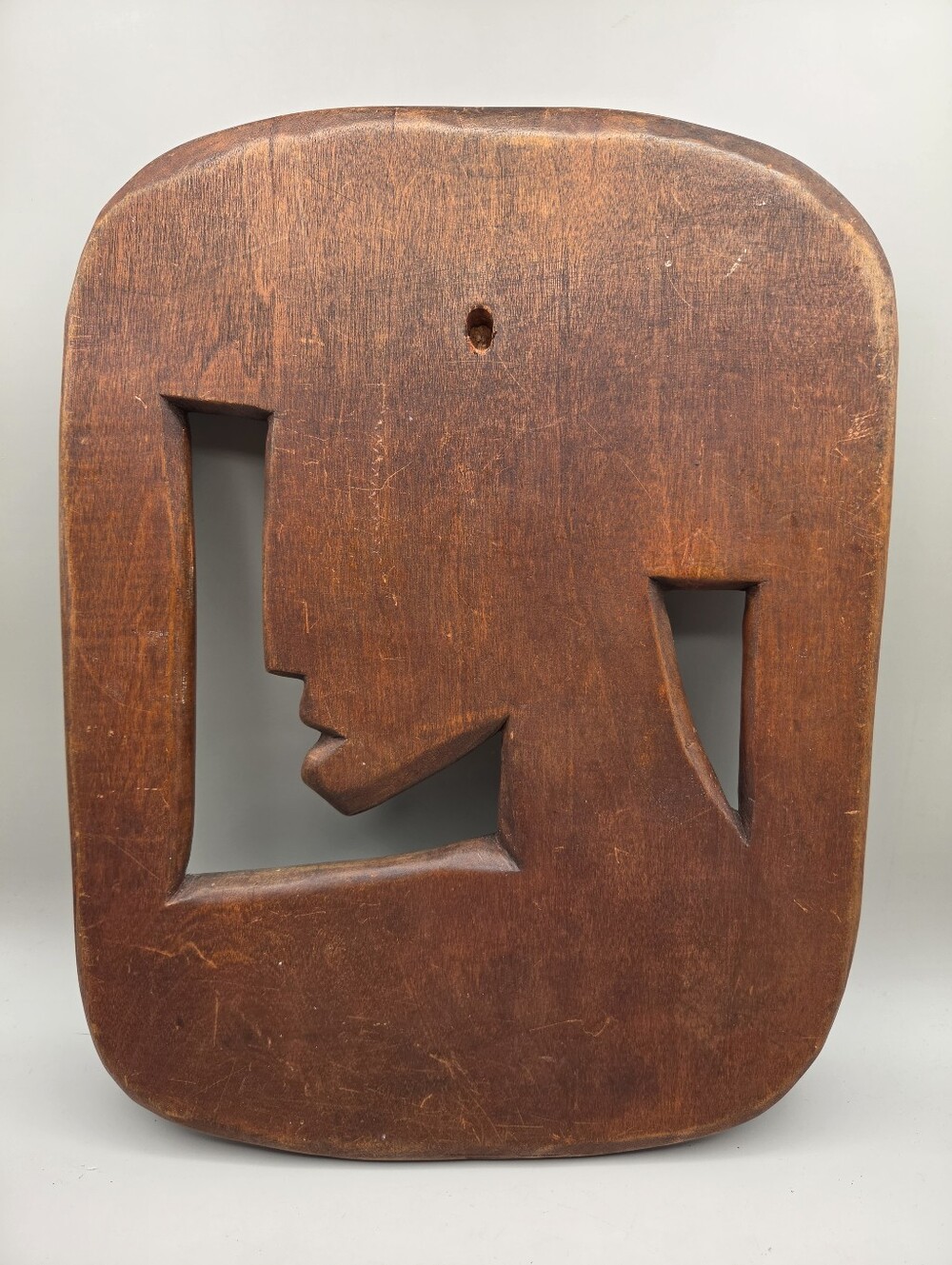 Vintage African Hand Carved Solid Wood Wall Plaque - Picture 6 of 6